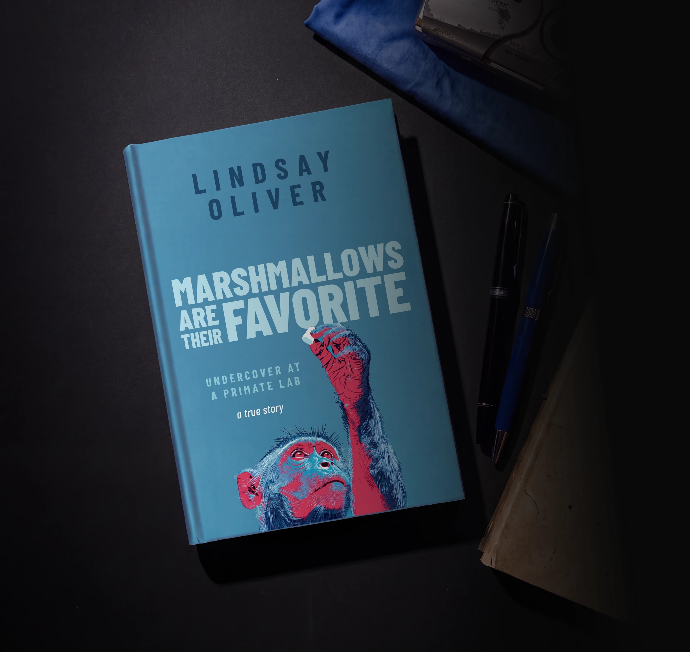 Marshmallows Are Their Favorite — a hardcover copy on a desk